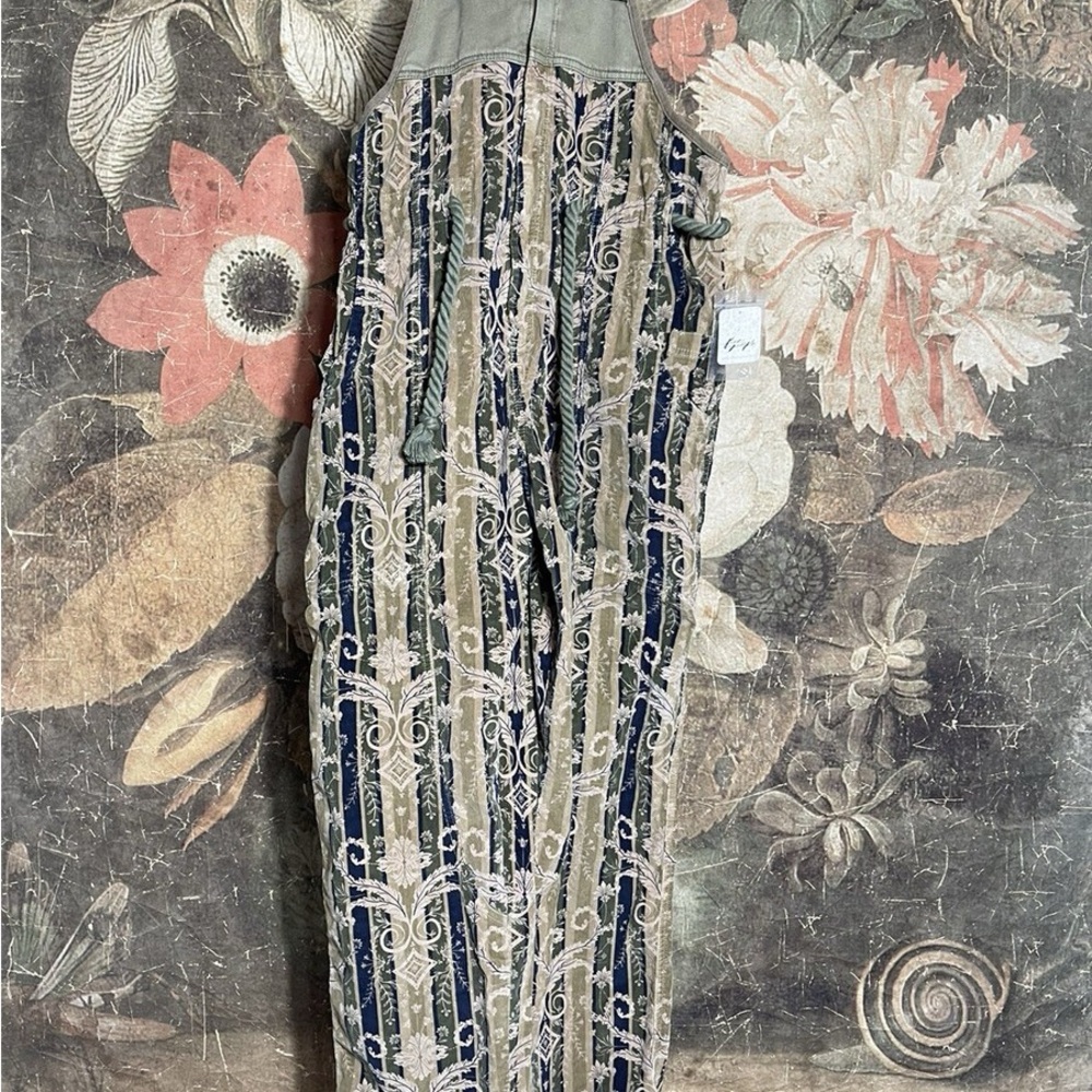Free People Olive & Black Printed Jumpsuit - Picture 3 of 12